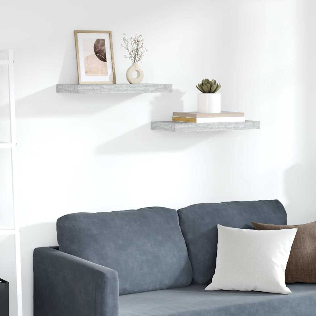 Floating Wall Shelves 2 pcs Concrete Grey 50x23x3.8 cm MDF
