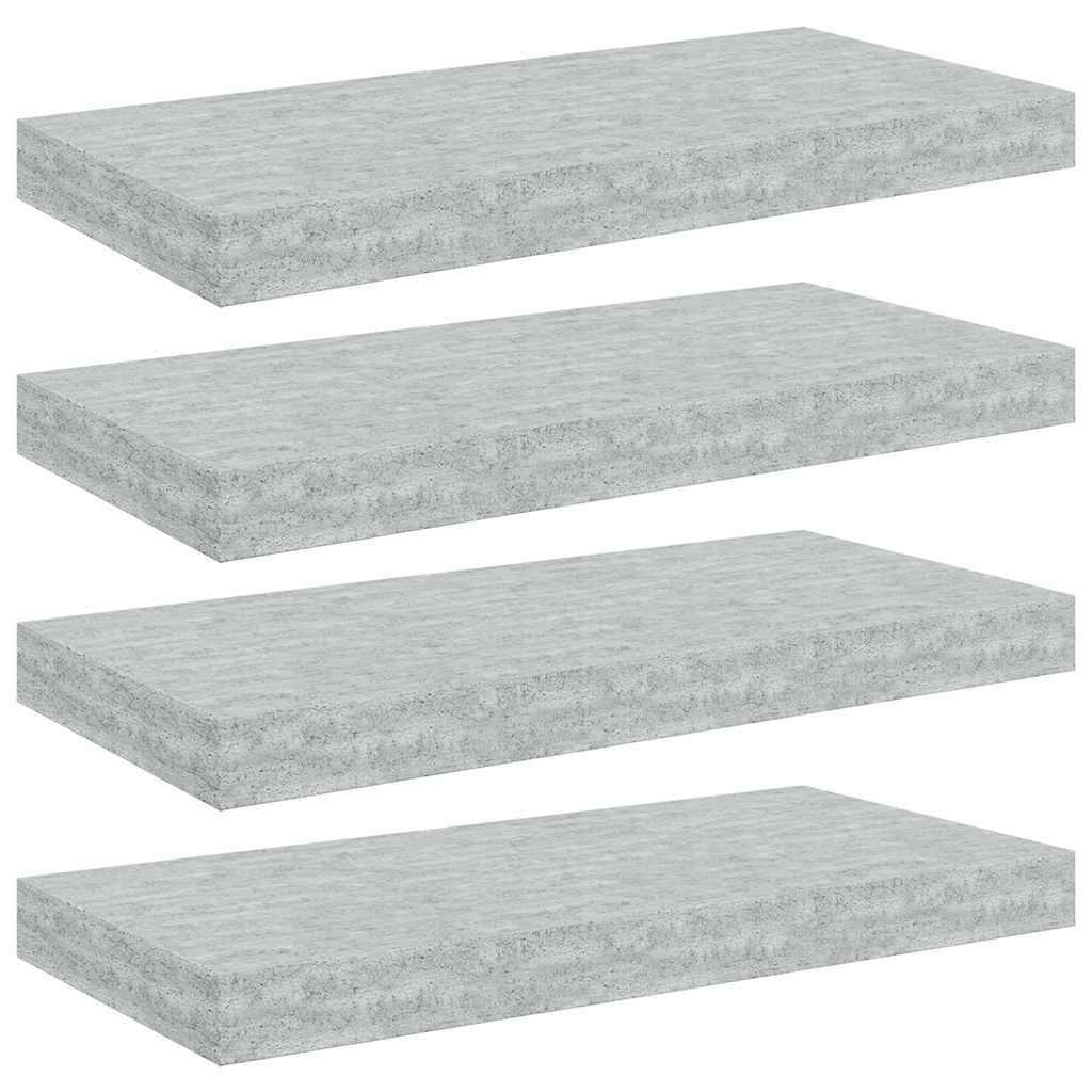 Floating Wall Shelves 4 pcs Concrete Grey 50x23x3.8 cm MDF