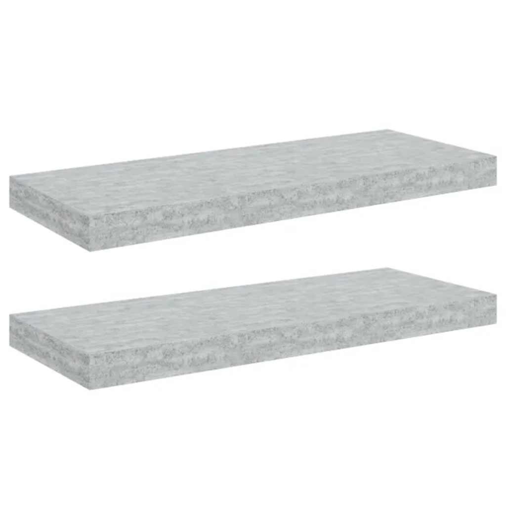 Floating Wall Shelves 2 pcs Concrete Grey 60x23.5x3.8 cm MDF