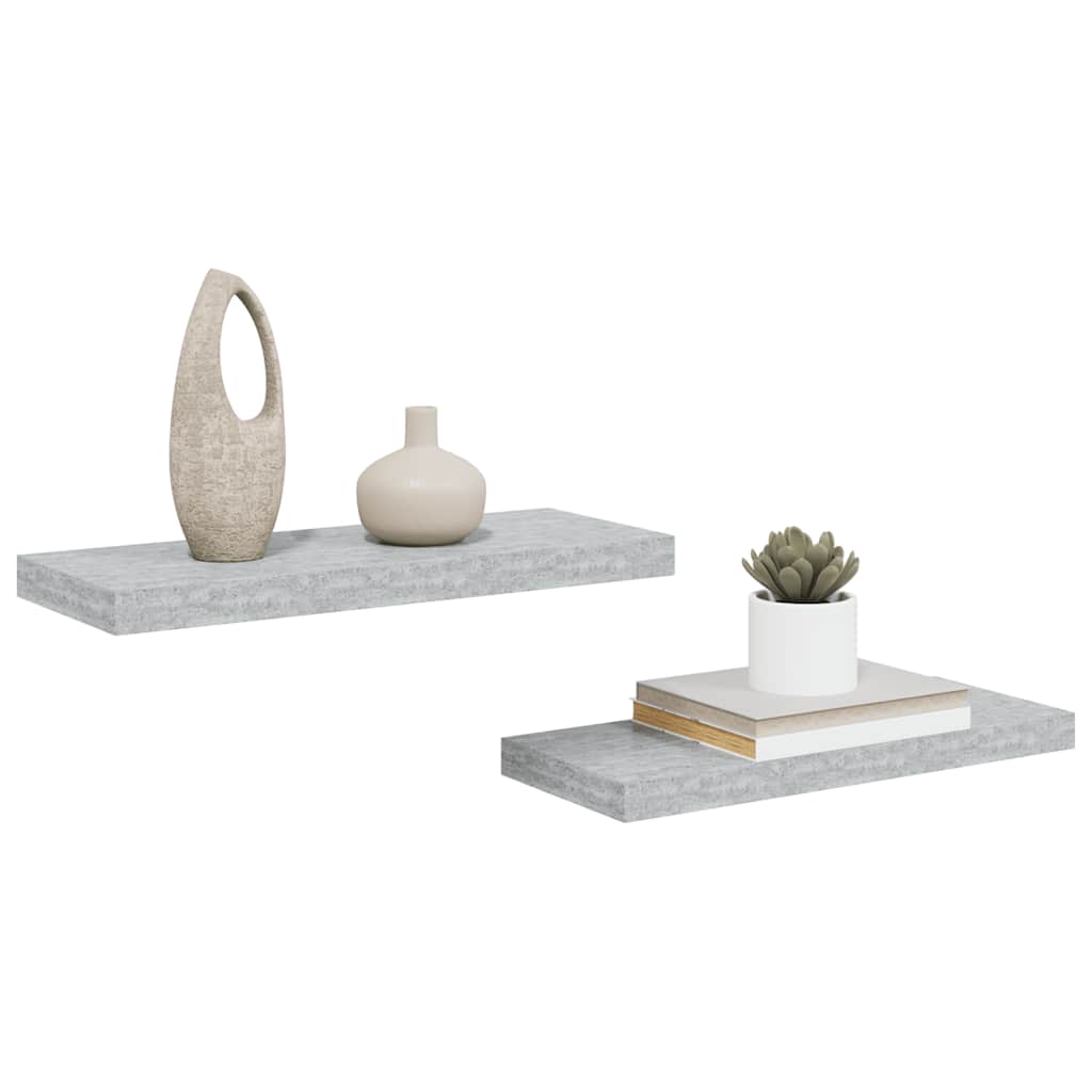 Floating Wall Shelves 2 pcs Concrete Grey 60x23.5x3.8 cm MDF