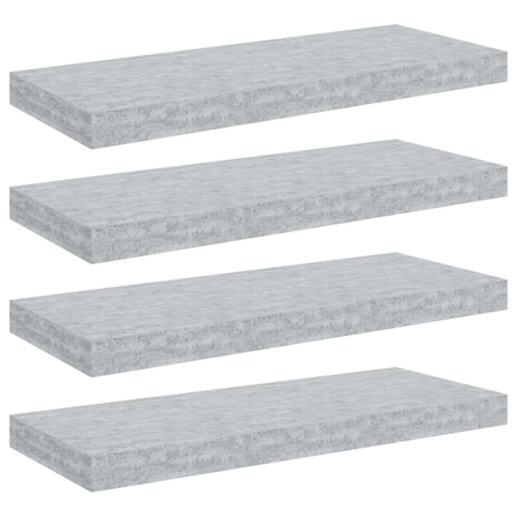 Floating Wall Shelves 4 pcs Concrete Grey 60x23.5x3.8 cm MDF