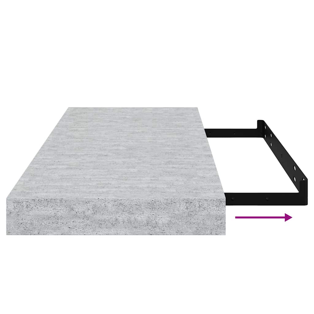 326599 vidaXL Floating Wall Shelves 4 pcs Concrete Grey 60x23,5x3,8 cm MDF