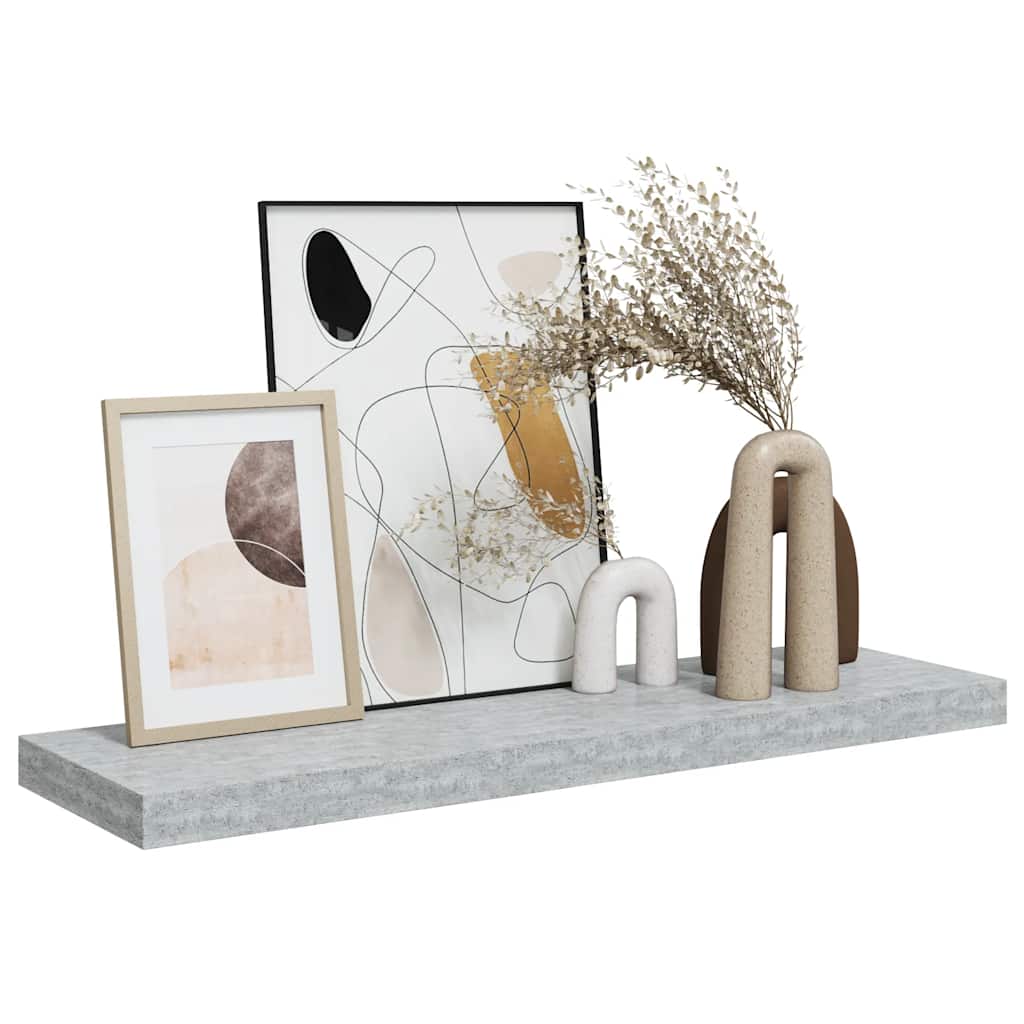Floating Wall Shelf Concrete Grey 80x23.5x3.8 cm MDF