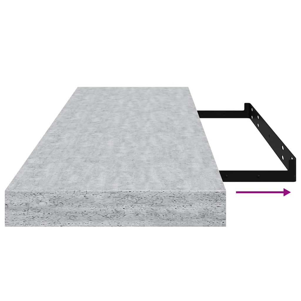 Floating Wall Shelf Concrete Grey 80x23.5x3.8 cm MDF