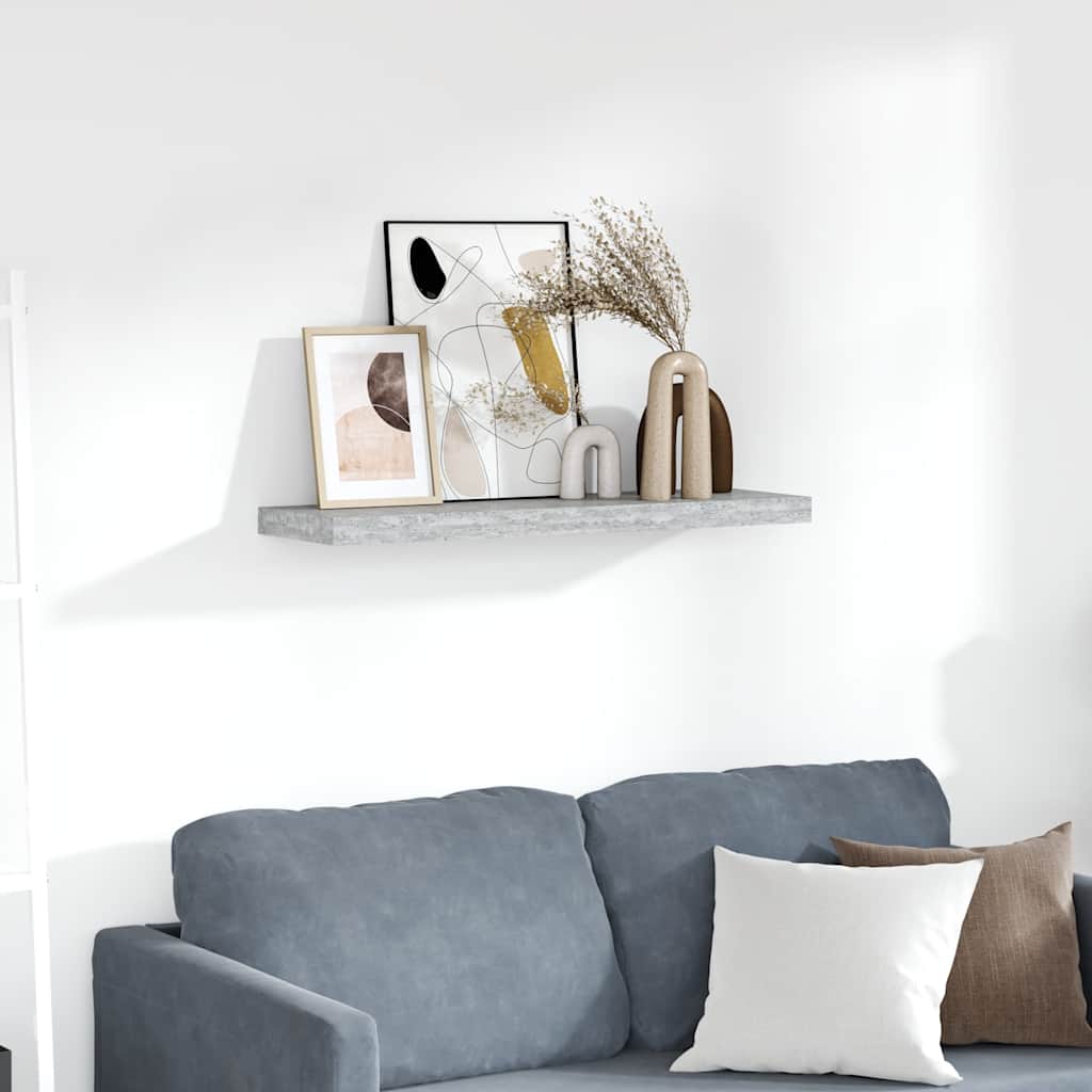 Floating Wall Shelf Concrete Grey 80x23.5x3.8 cm MDF