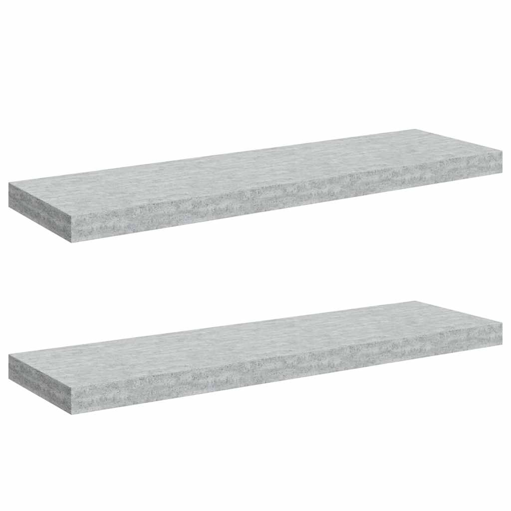Floating Wall Shelves 2 pcs Concrete Grey 80x23.5x3.8 cm MDF