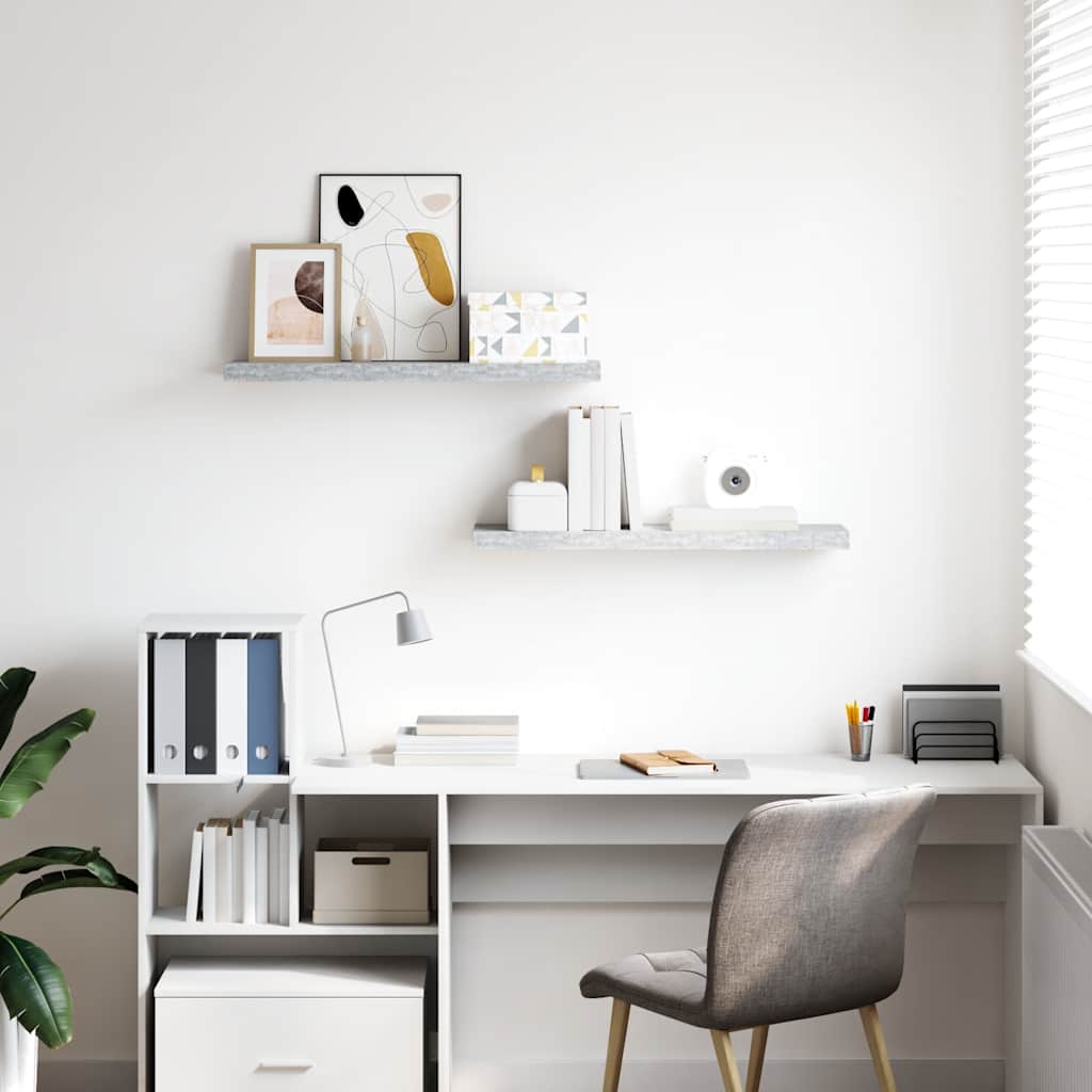 Floating Wall Shelves 2 pcs Concrete Grey 80x23.5x3.8 cm MDF