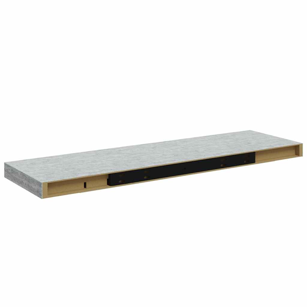 Floating Wall Shelves 2 pcs Concrete Grey 80x23.5x3.8 cm MDF