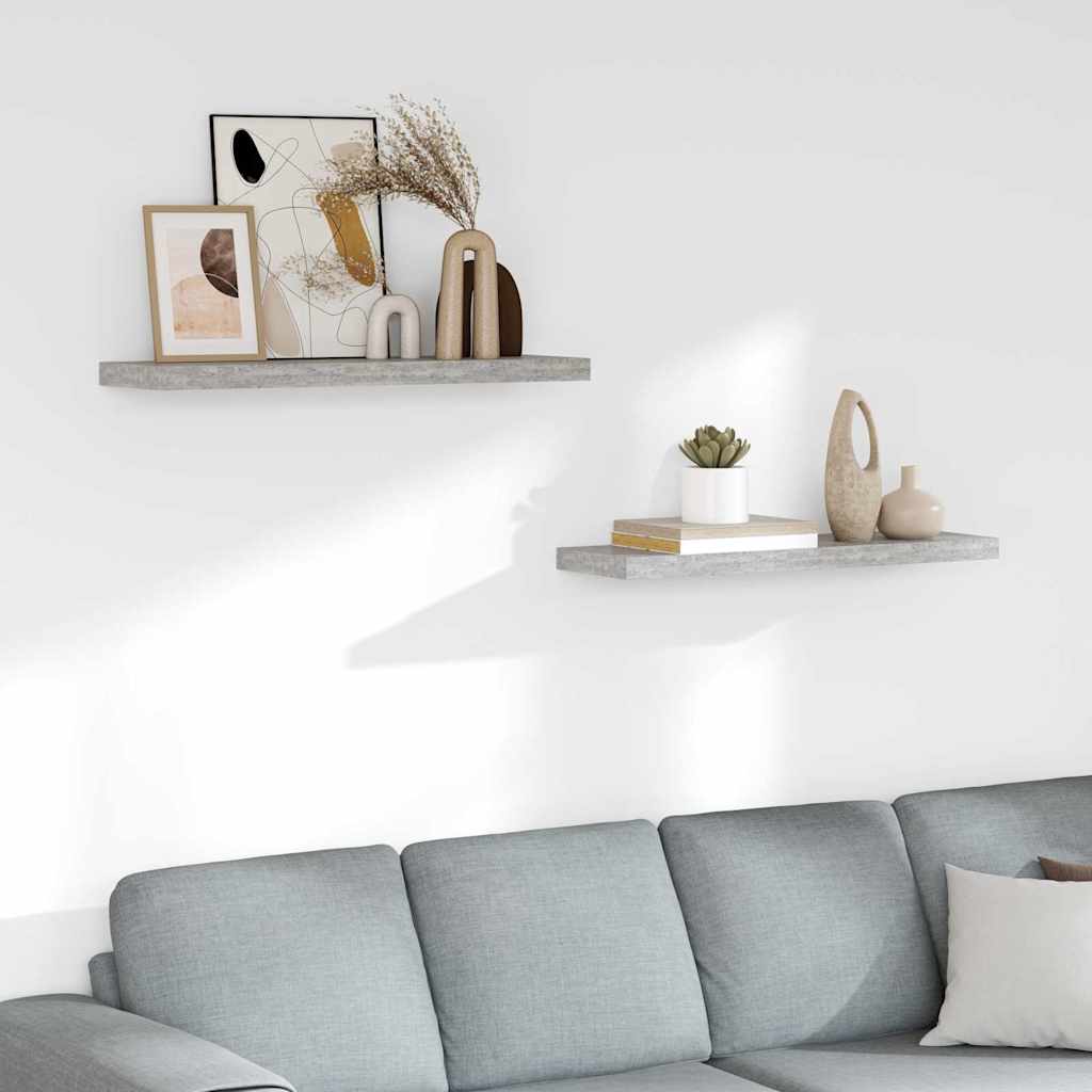 Floating Wall Shelves 2 pcs Concrete Grey 80x23.5x3.8 cm MDF
