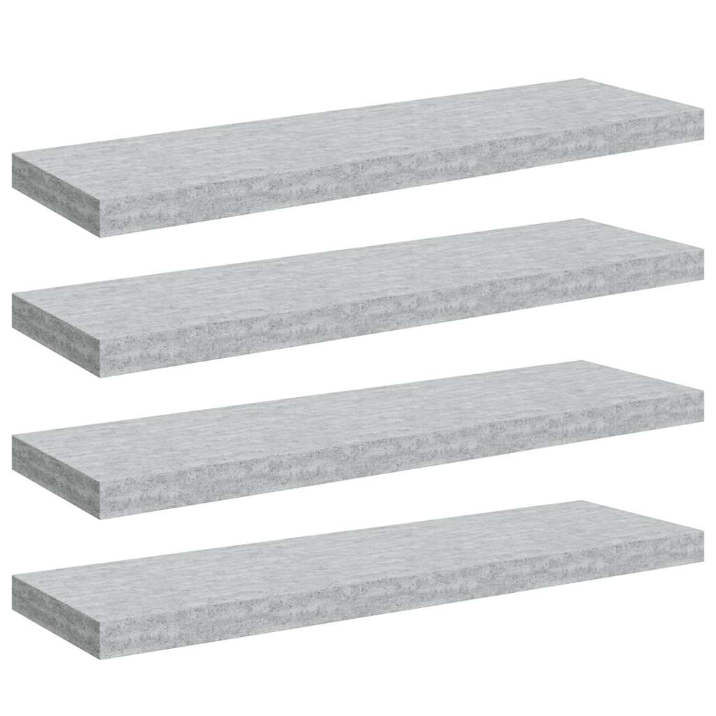 Floating Wall Shelves 4 pcs Concrete Grey 80x23.5x3.8 cm MDF