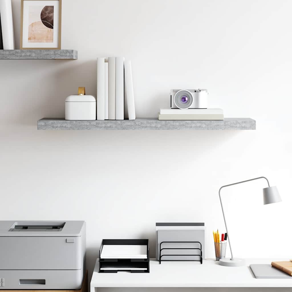 Floating Wall Shelf Concrete Grey 90x23.5x3.8 cm MDF