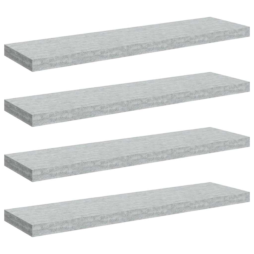 Floating Wall Shelves 4 pcs Concrete Grey 90x23.5x3.8 cm MDF