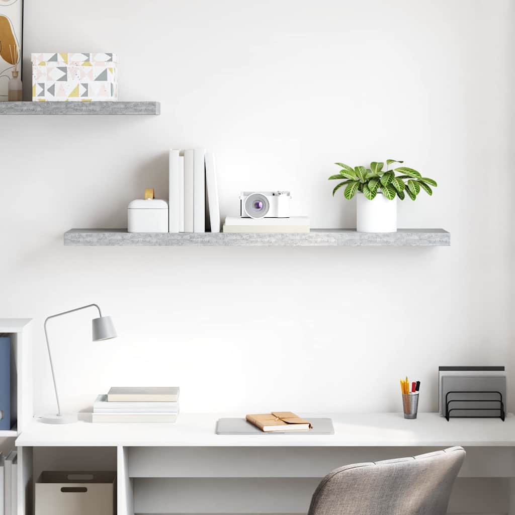 Floating Wall Shelf Concrete Grey 120x23.5x3.8 cm MDF