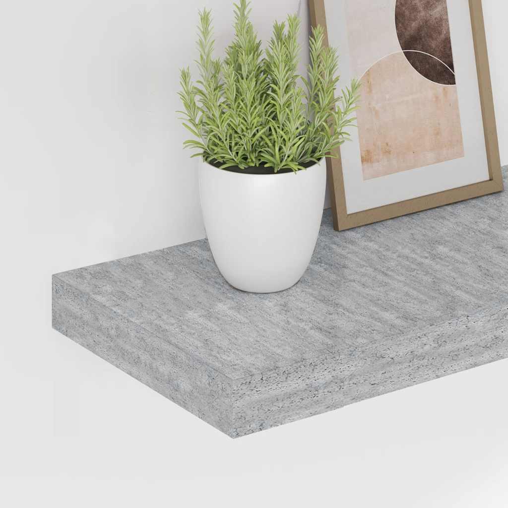 Floating Wall Shelf Concrete Grey 120x23.5x3.8 cm MDF