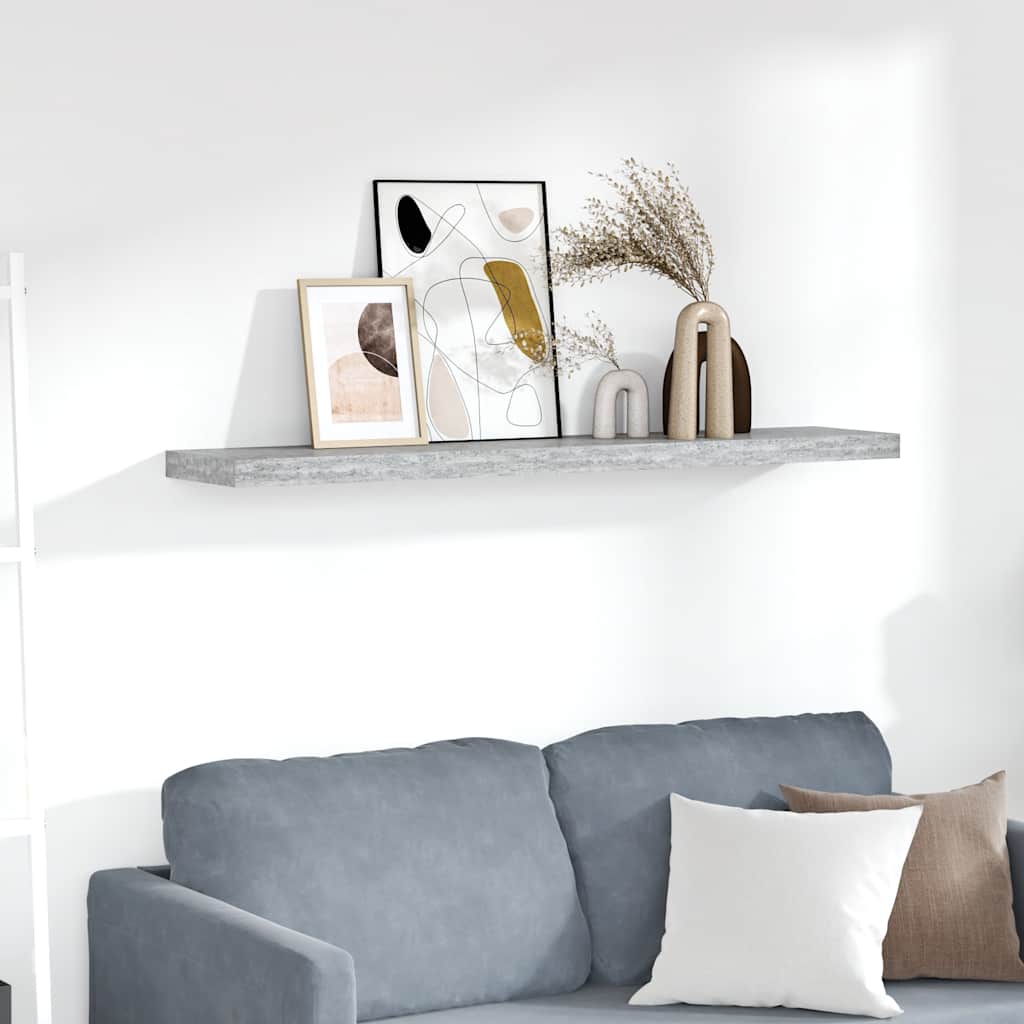 Floating Wall Shelf Concrete Grey 120x23.5x3.8 cm MDF