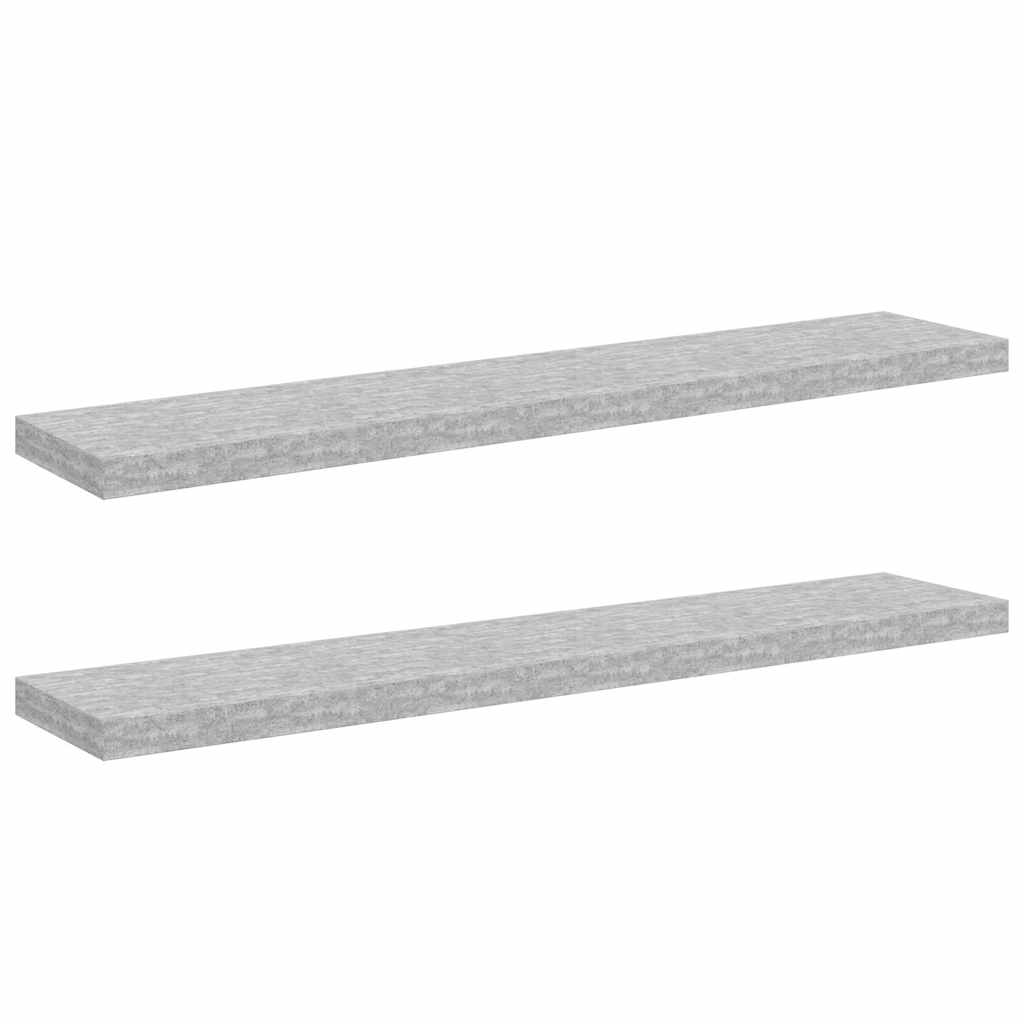 Floating Wall Shelves 2 pcs Concrete Grey 120x23.5x3.8 cm MDF