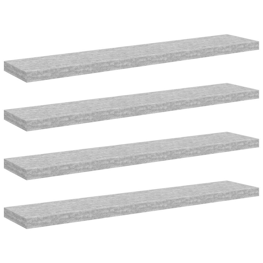 Floating Wall Shelves 4 pcs Concrete Grey 120x23.5x3.8 cm MDF