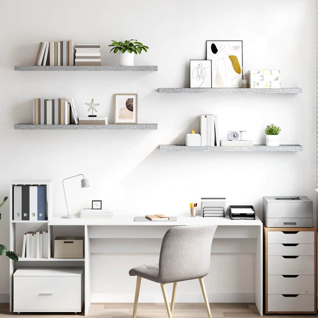 Floating Wall Shelves 4 pcs Concrete Grey 120x23.5x3.8 cm MDF