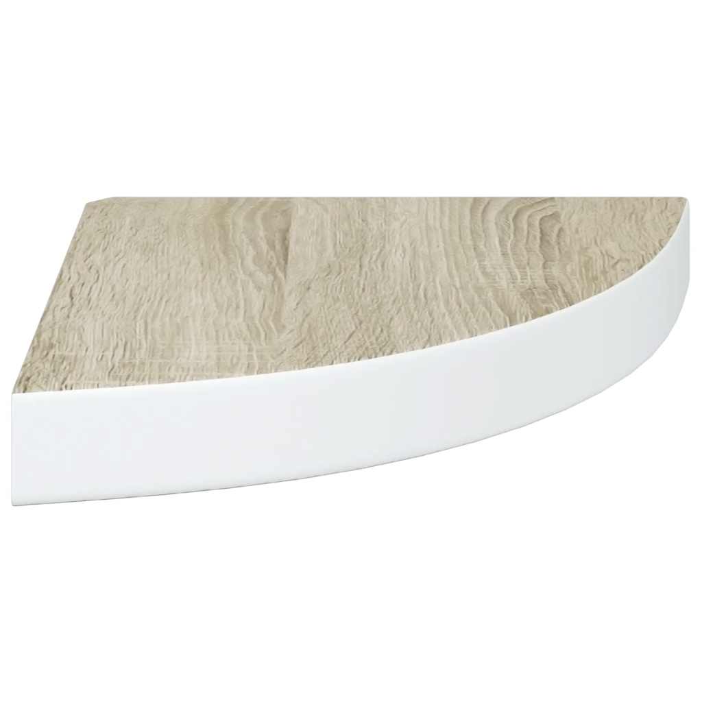 Wall Corner Shelf Oak and White 25x25x3.8 cm MDF