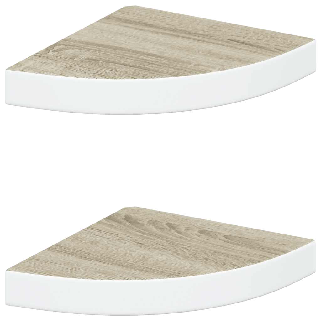 Wall Corner Shelves 2 pcs Oak and White 25x25x3.8 cm MDF