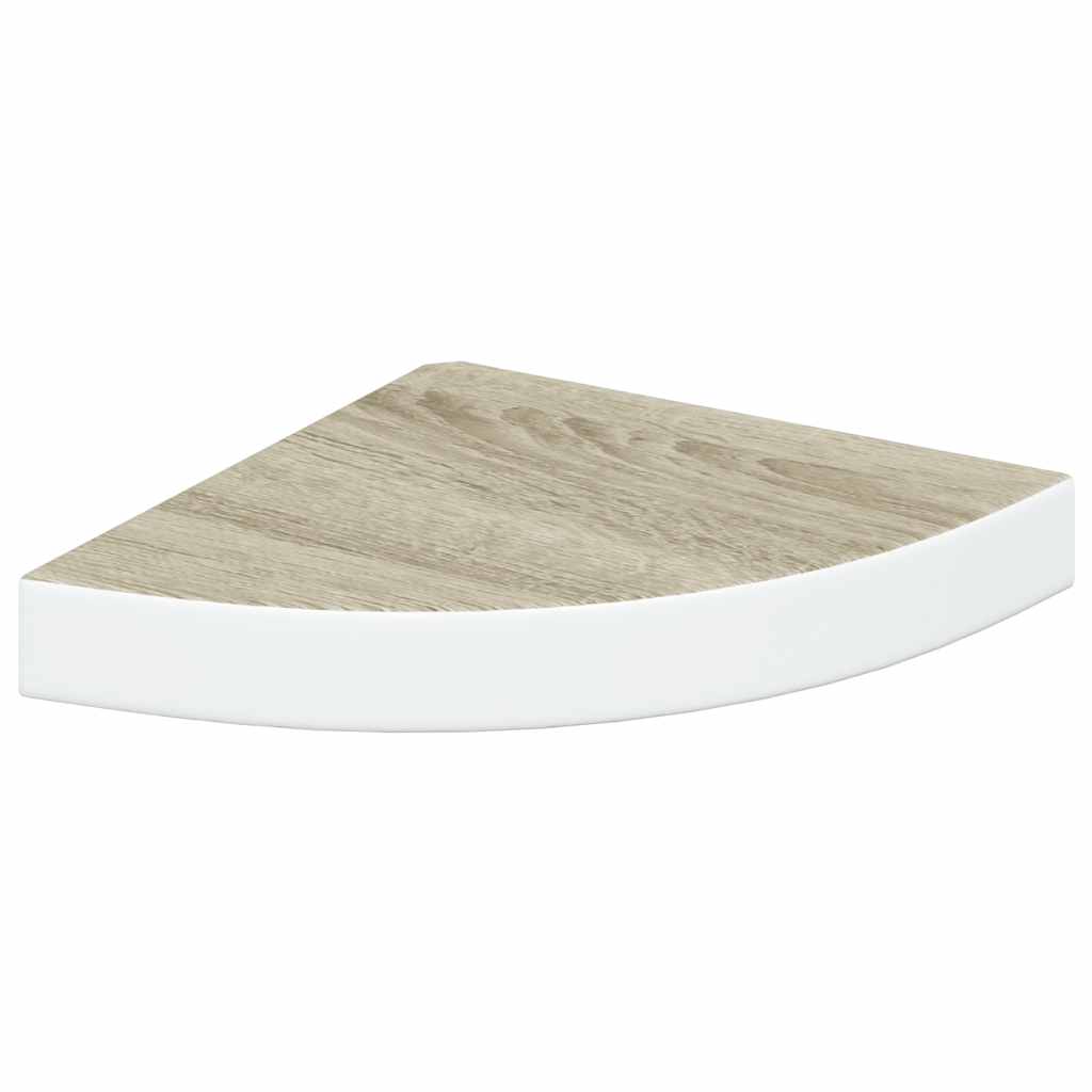Wall Corner Shelves 2 pcs Oak and White 25x25x3.8 cm MDF