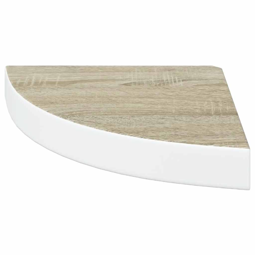 Wall Corner Shelves 2 pcs Oak and White 25x25x3.8 cm MDF