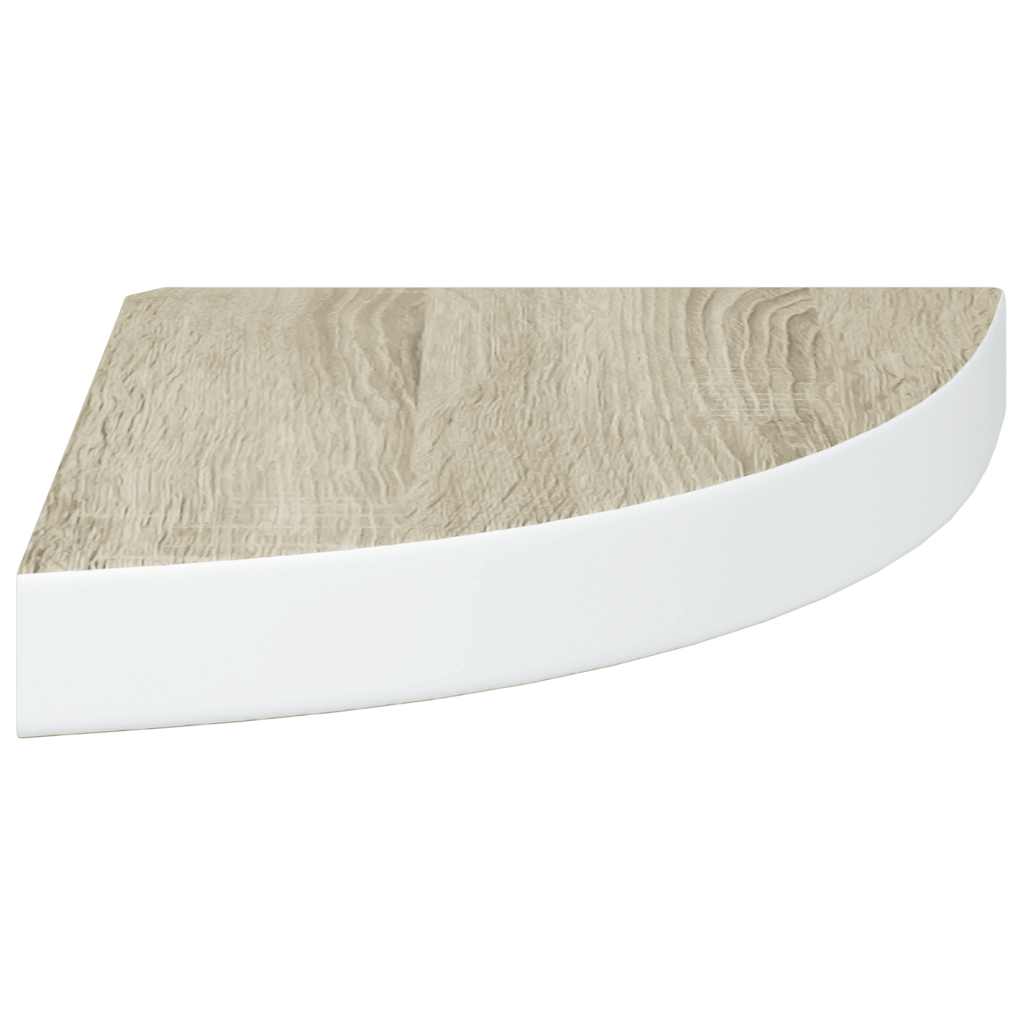 Wall Corner Shelves 2 pcs Oak and White 25x25x3.8 cm MDF