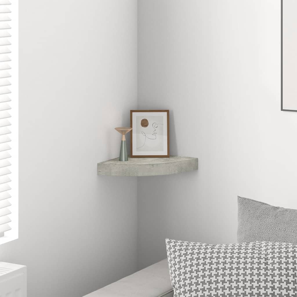 Wall Corner Shelf Concrete Grey 25x25x3.8 cm MDF