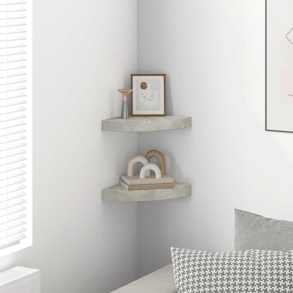 Wall Corner Shelves 2 pcs Concrete Grey 25x25x3.8 cm MDF