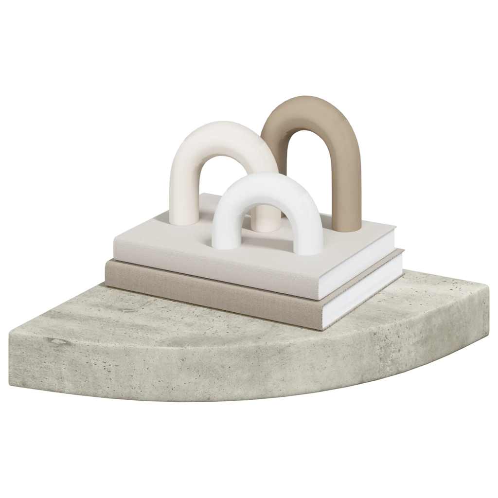 Wall Corner Shelves 2 pcs Concrete Grey 25x25x3.8 cm MDF