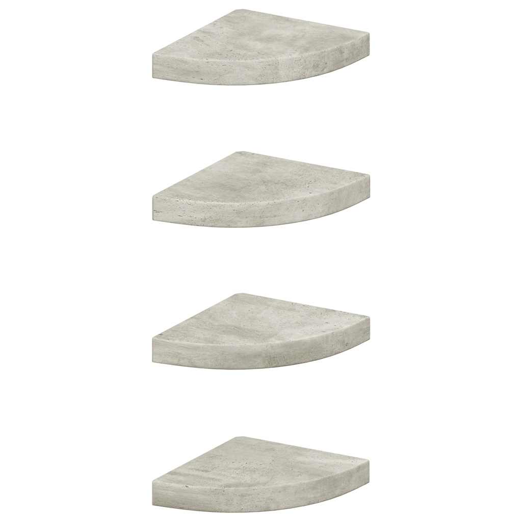 Wall Corner Shelves 4 pcs Concrete Grey 25x25x3.8 cm MDF