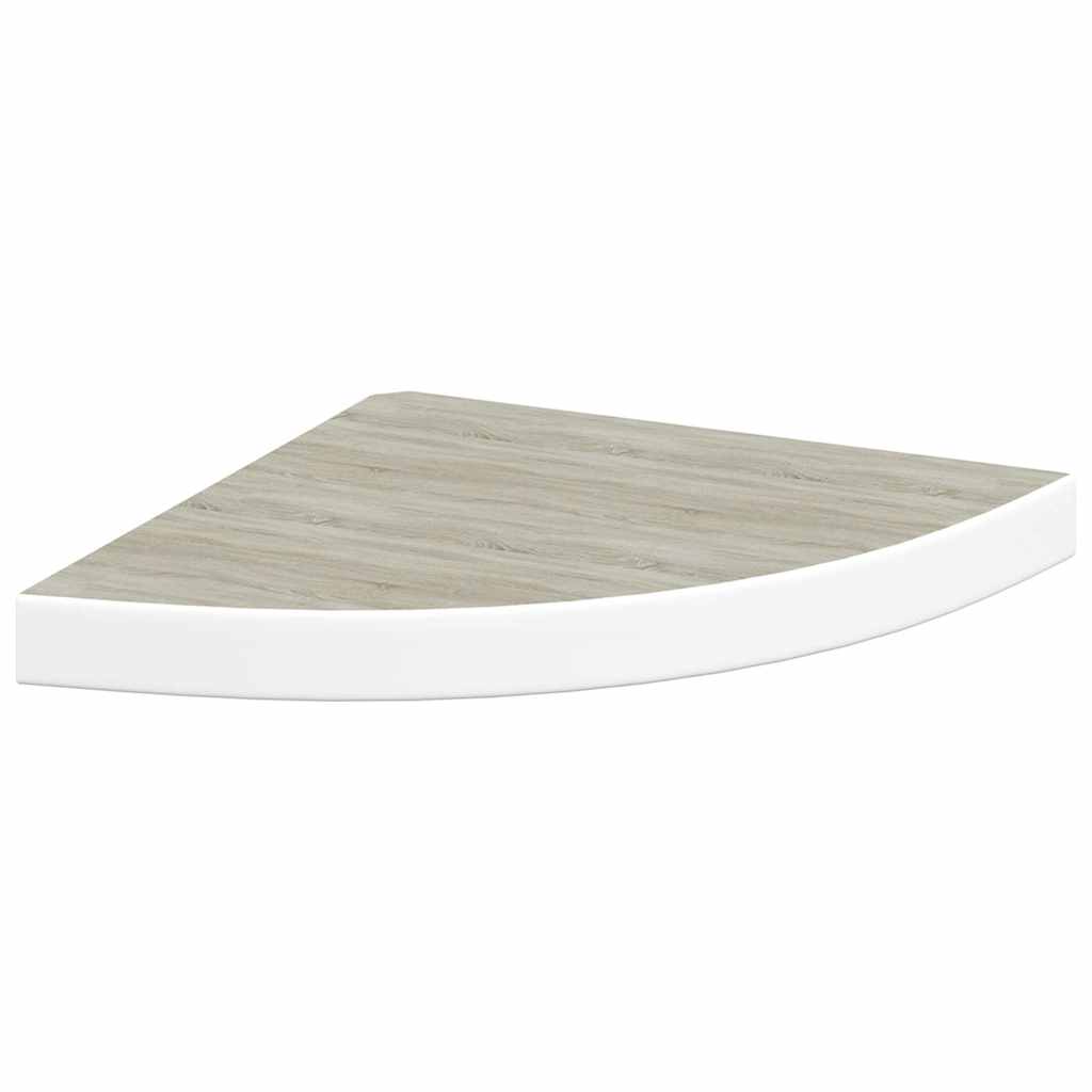 Wall Corner Shelves 2 pcs Oak and White 35x35x3.8 cm MDF