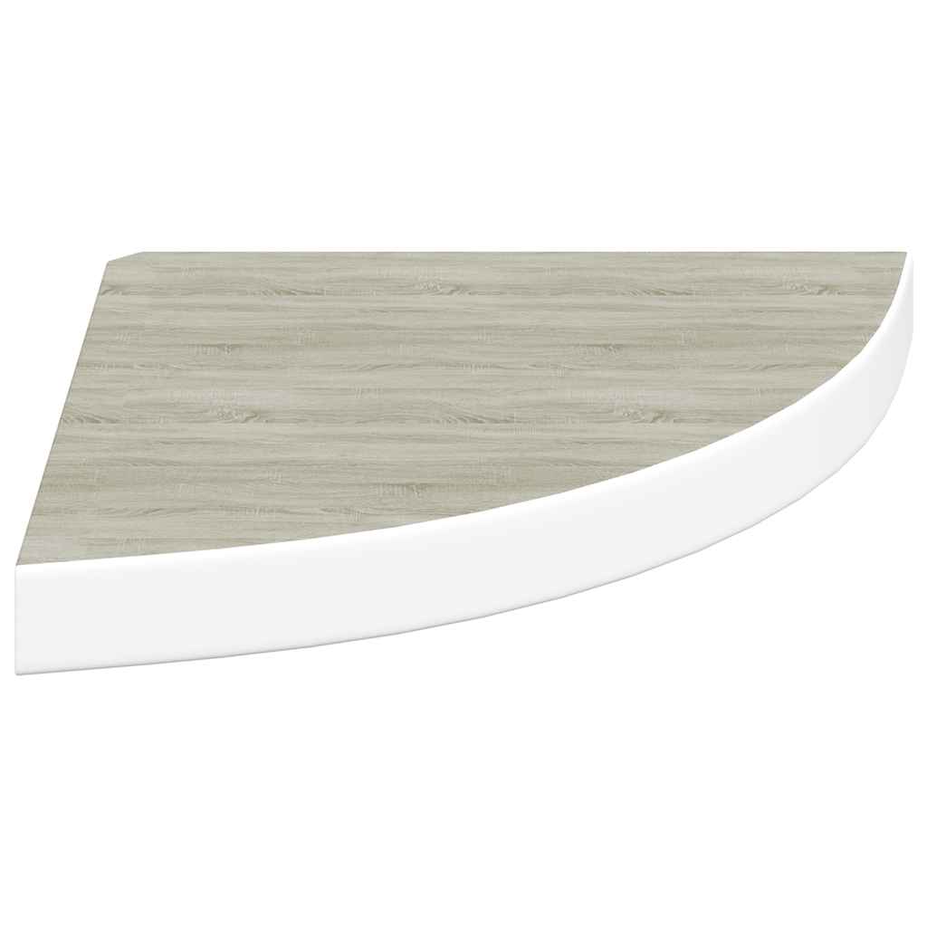 Wall Corner Shelves 2 pcs Oak and White 35x35x3.8 cm MDF