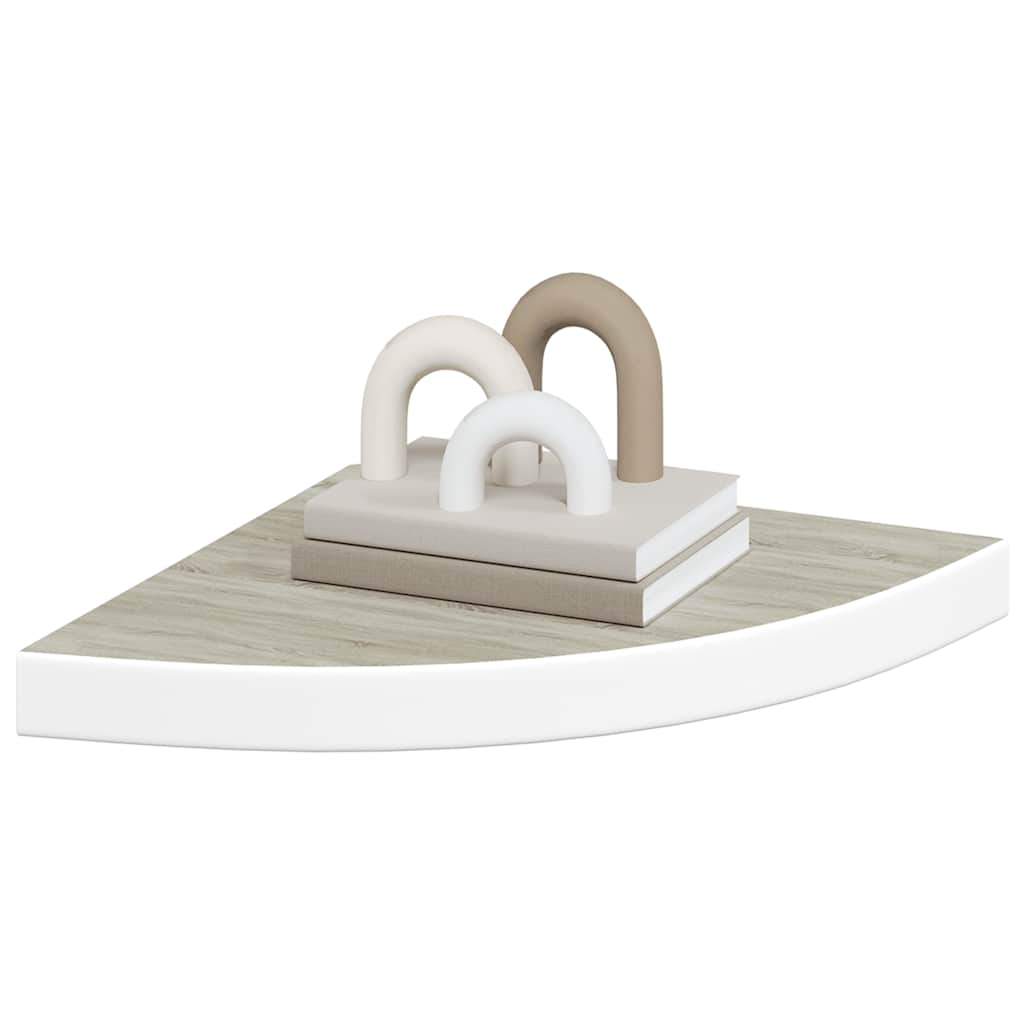 Wall Corner Shelves 4 pcs Oak and White 35x35x3.8 cm MDF