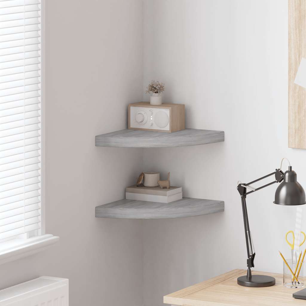 Wall Corner Shelves 2 pcs Concrete Grey 35x35x3.8 cm MDF