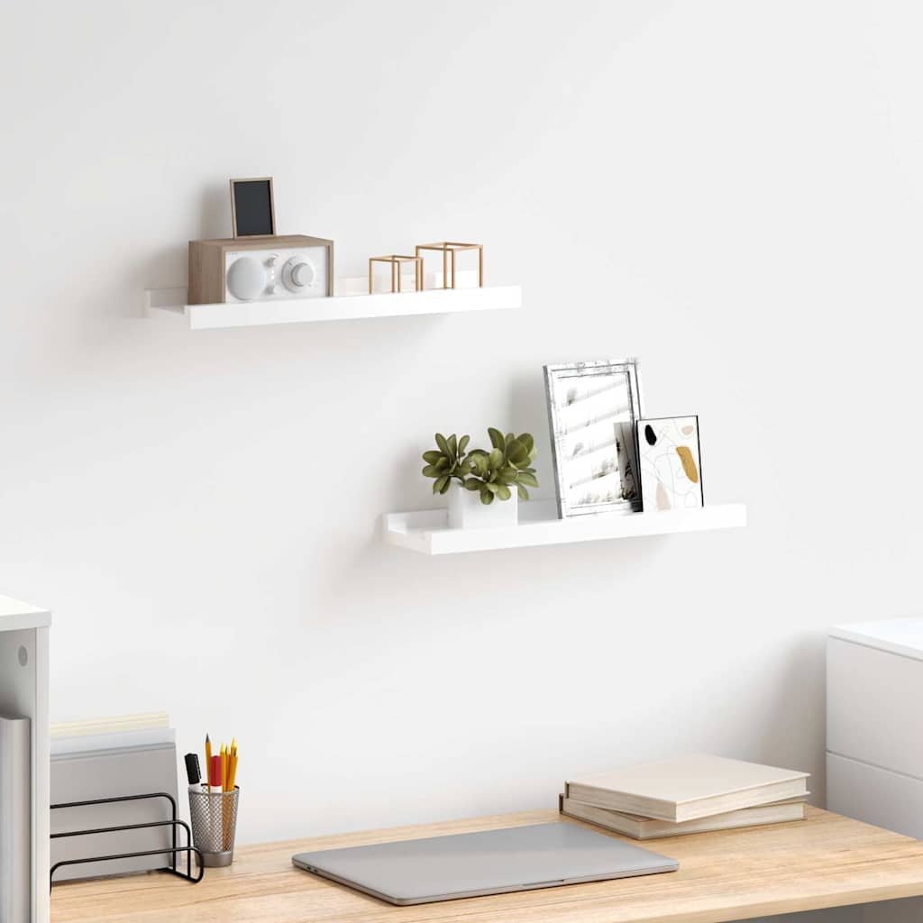 Wall Shelves 2 pcs High Gloss White 40x9x3 cm