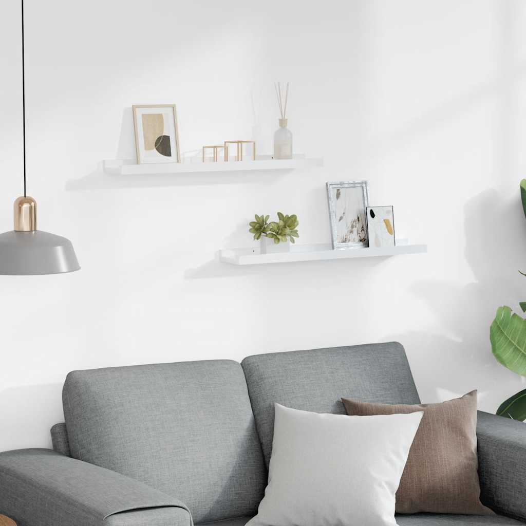 Wall Shelves 2 pcs High Gloss White 60x9x3 cm