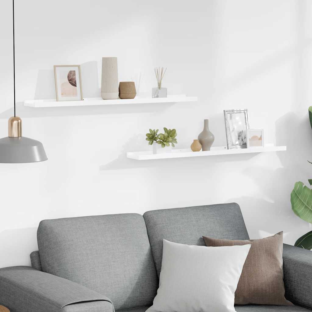 Wall Shelves 2 pcs High Gloss White 80x9x3 cm