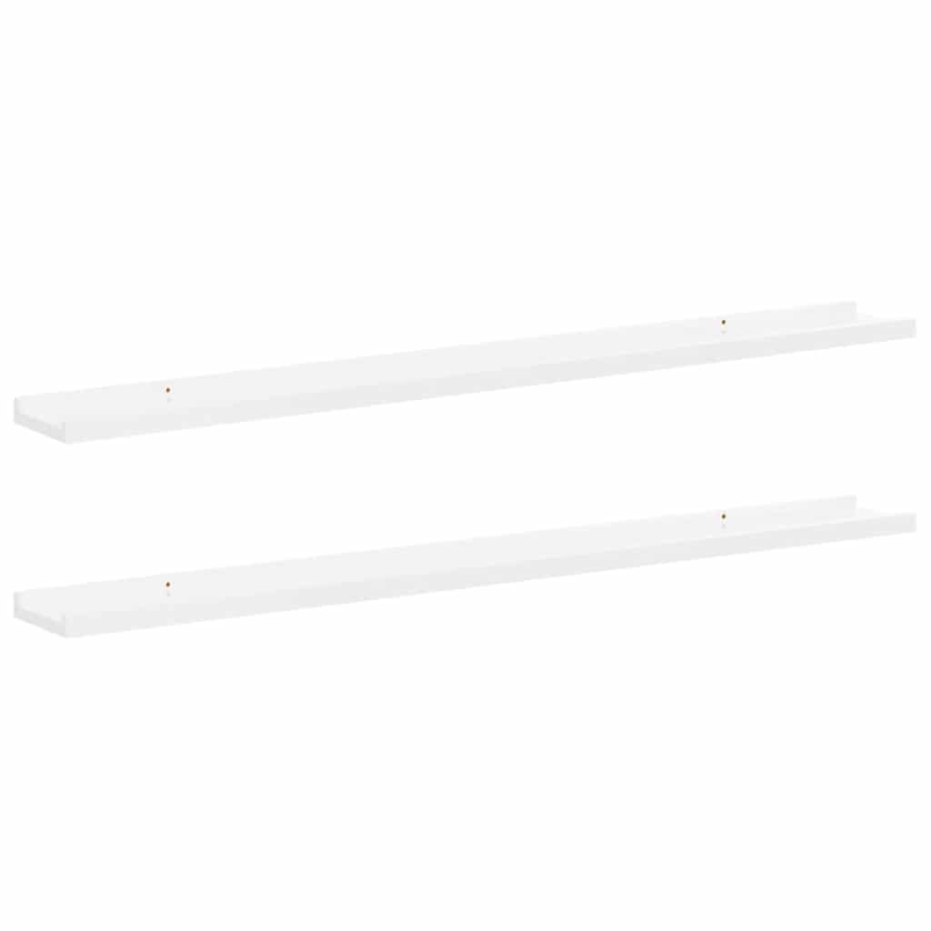 Wall Shelves 2 pcs High Gloss White 100x9x3 cm