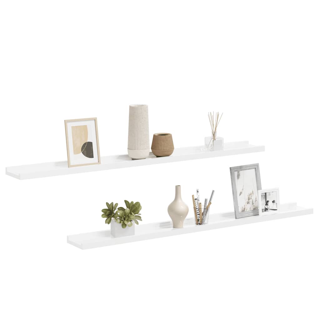 Wall Shelves 2 pcs High Gloss White 100x9x3 cm