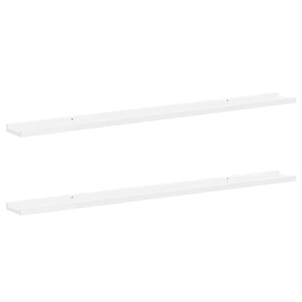 Wall Shelves 2 pcs High Gloss White 115x9x3 cm