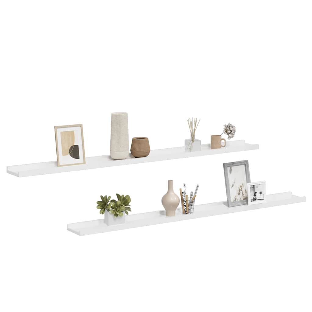 Wall Shelves 2 pcs High Gloss White 115x9x3 cm