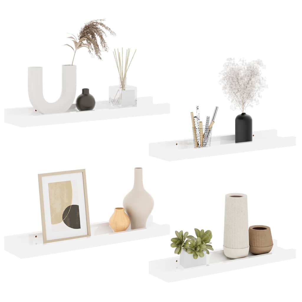 Wall Shelves 4 pcs High Gloss White 40x9x3 cm