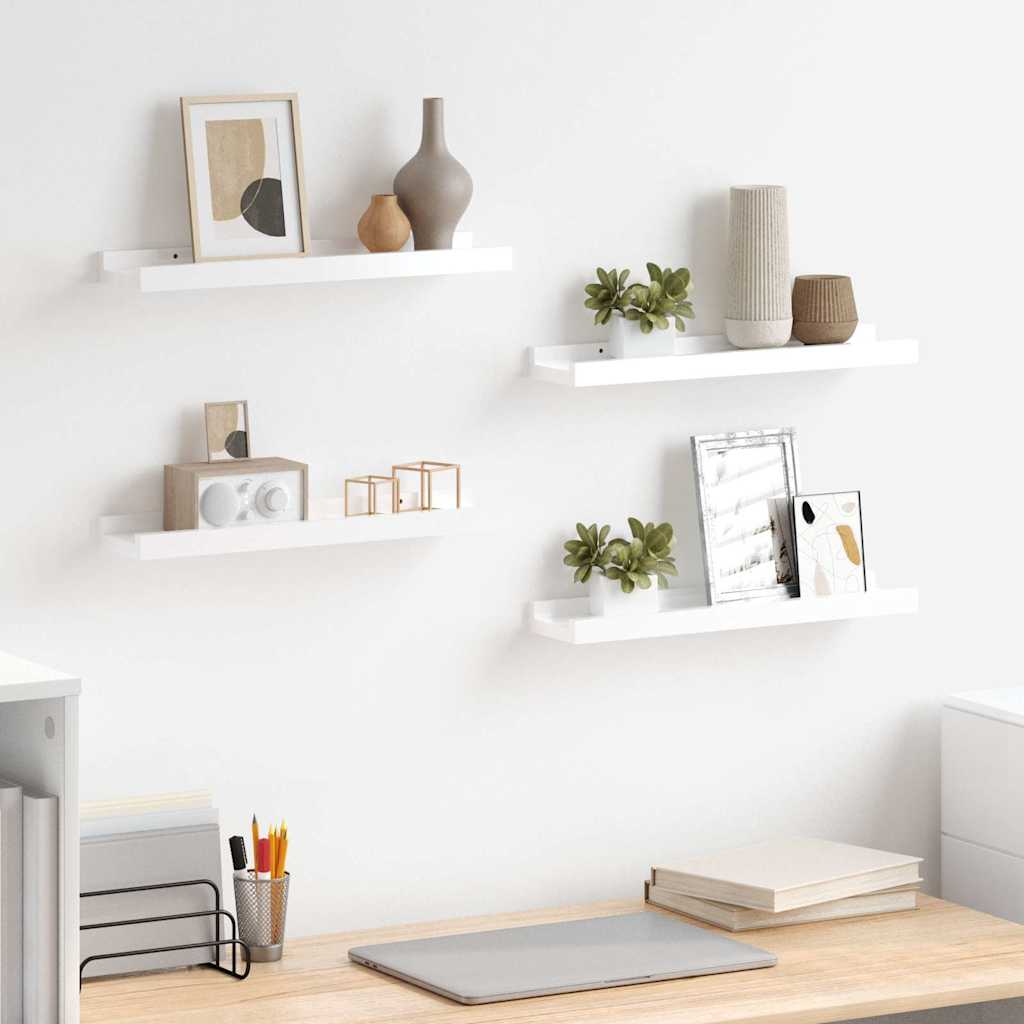 Wall Shelves 4 pcs High Gloss White 40x9x3 cm