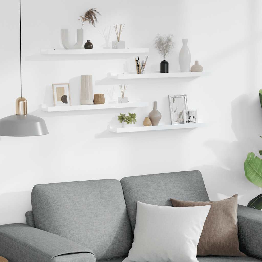 Wall Shelves 4 pcs High Gloss White 60x9x3 cm