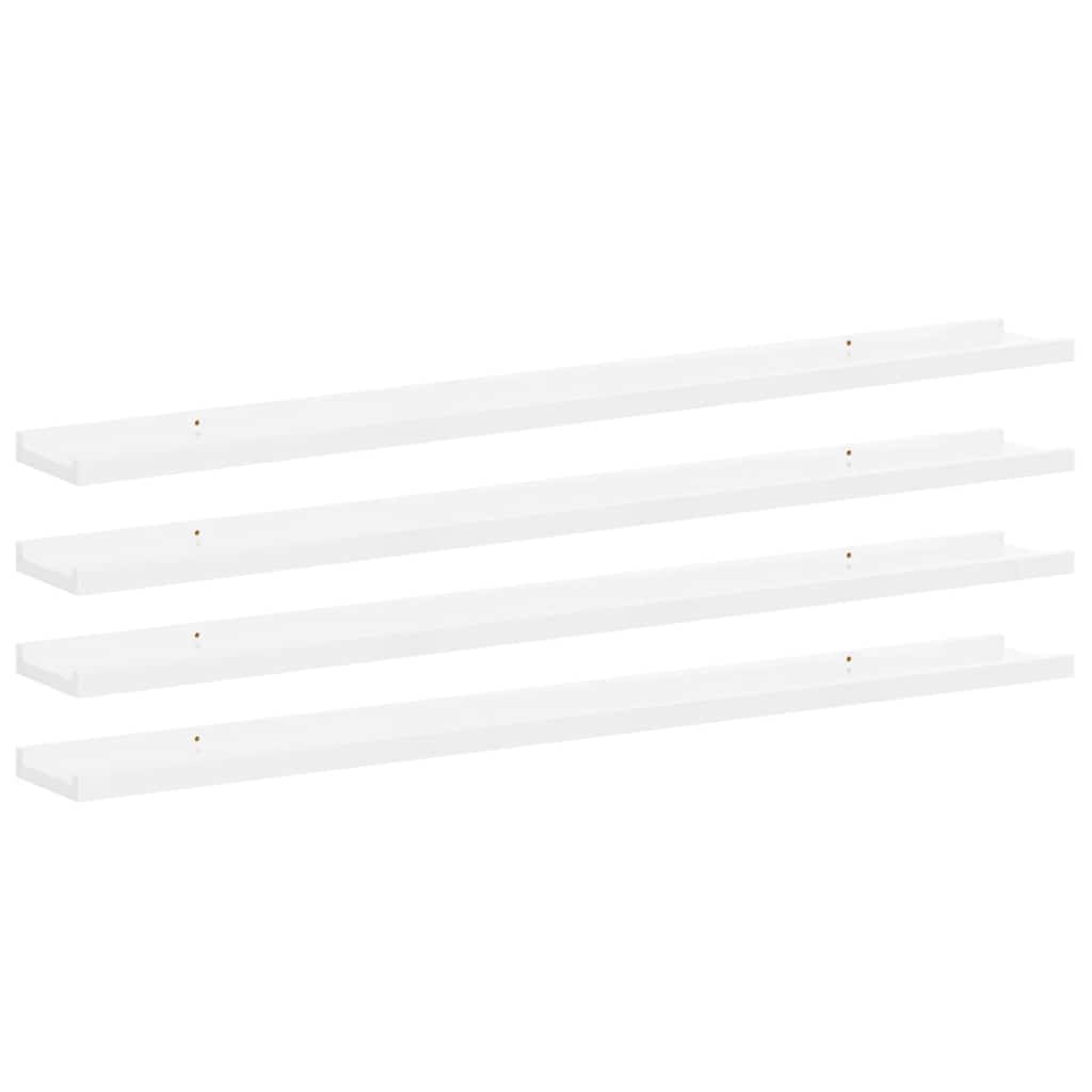 Wall Shelves 4 pcs High Gloss White 100x9x3 cm