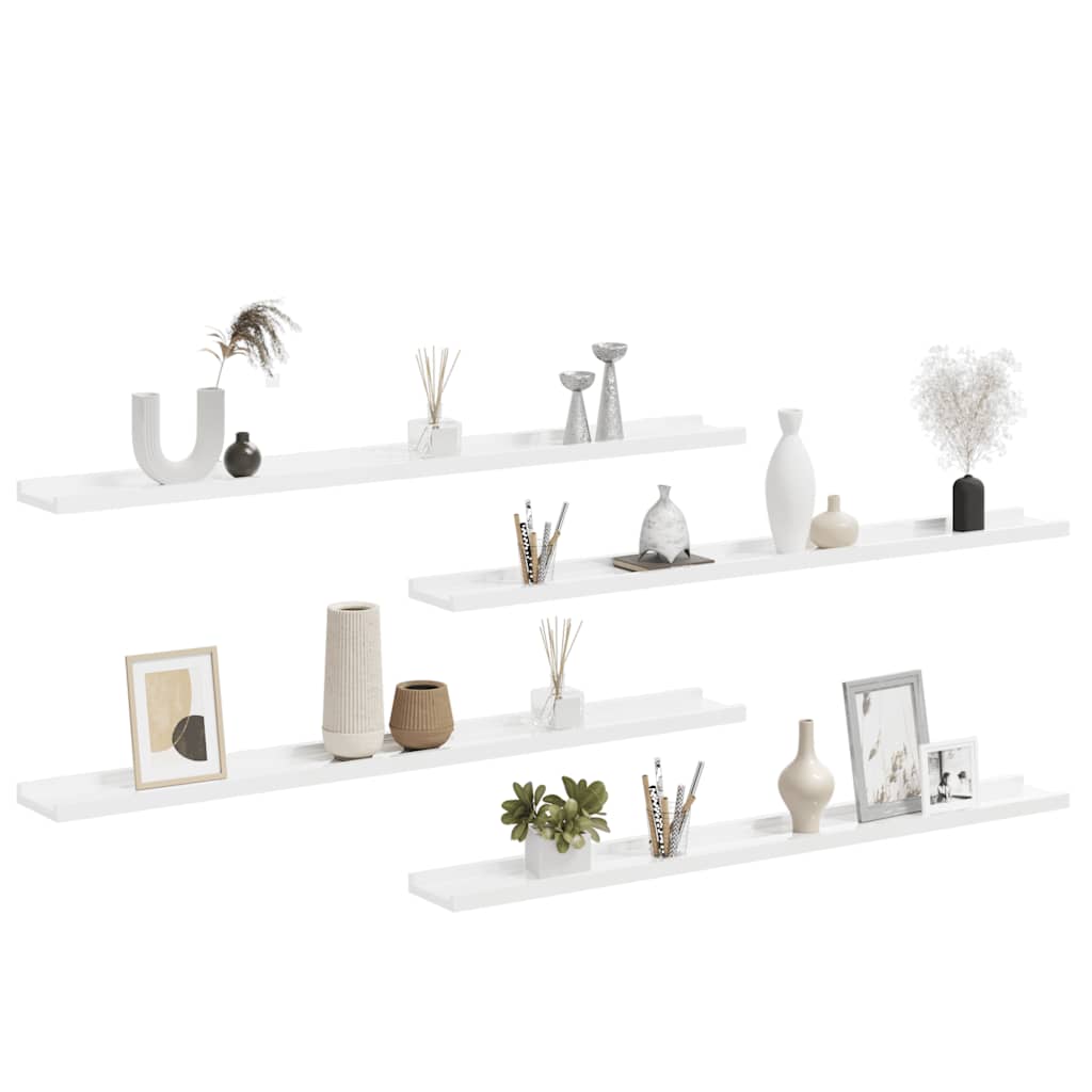 Wall Shelves 4 pcs High Gloss White 100x9x3 cm