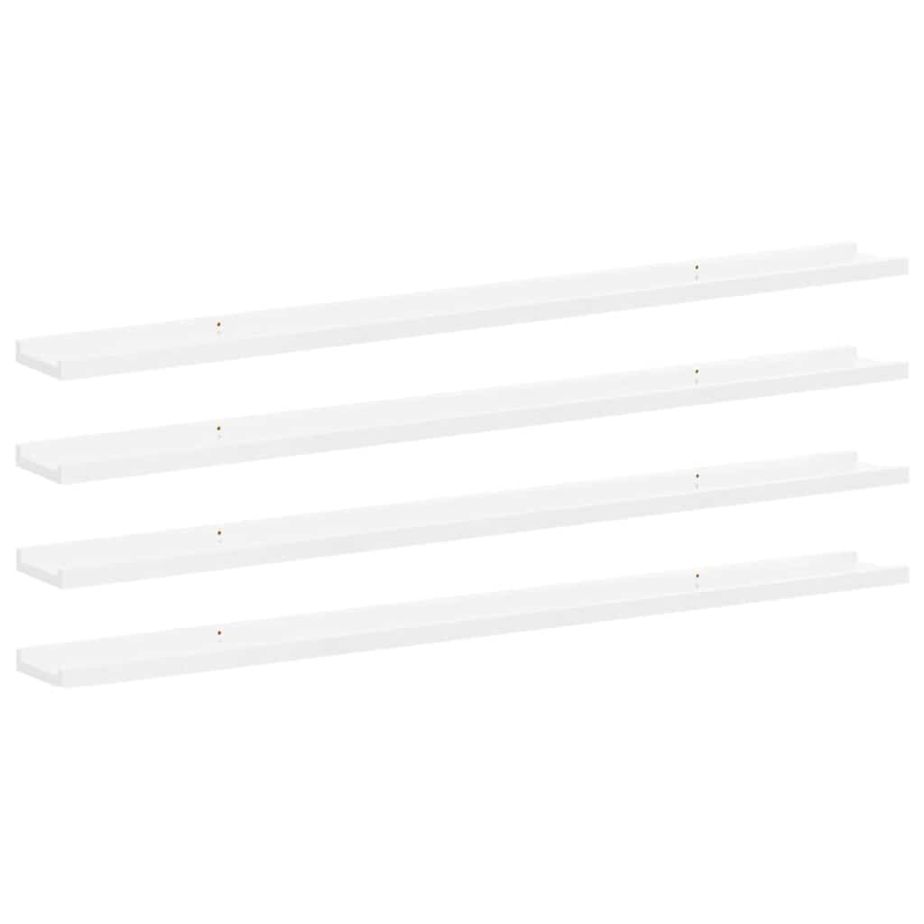 Wall Shelves 4 pcs High Gloss White 115x9x3 cm