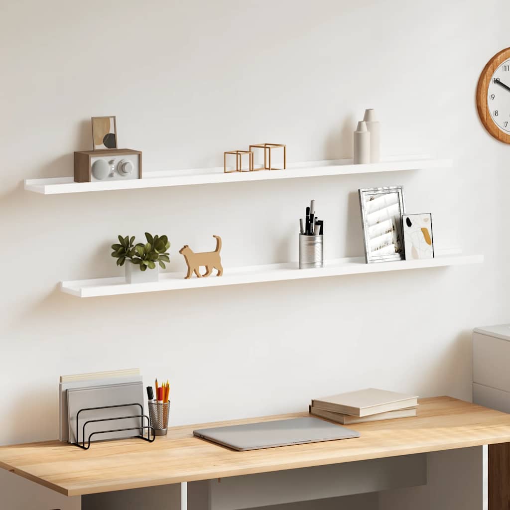 Wall Shelves 2 pcs White 115x9x3 cm