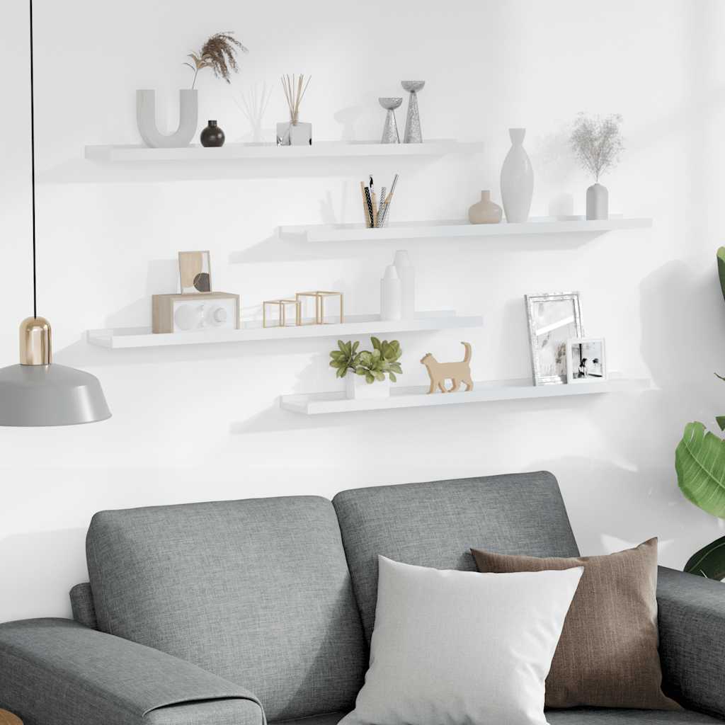 Wall Shelves 4 pcs White 80x9x3 cm